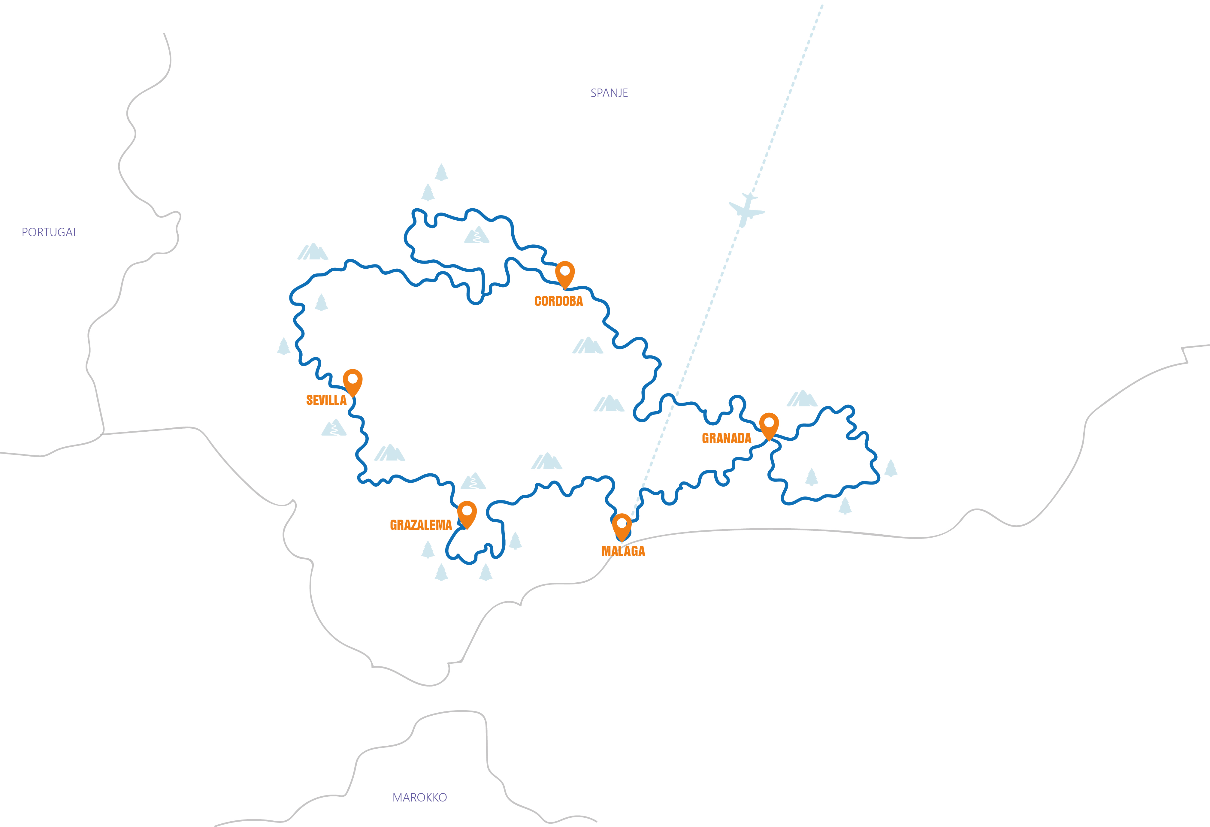 Spanje - Andalusië Routekaart 