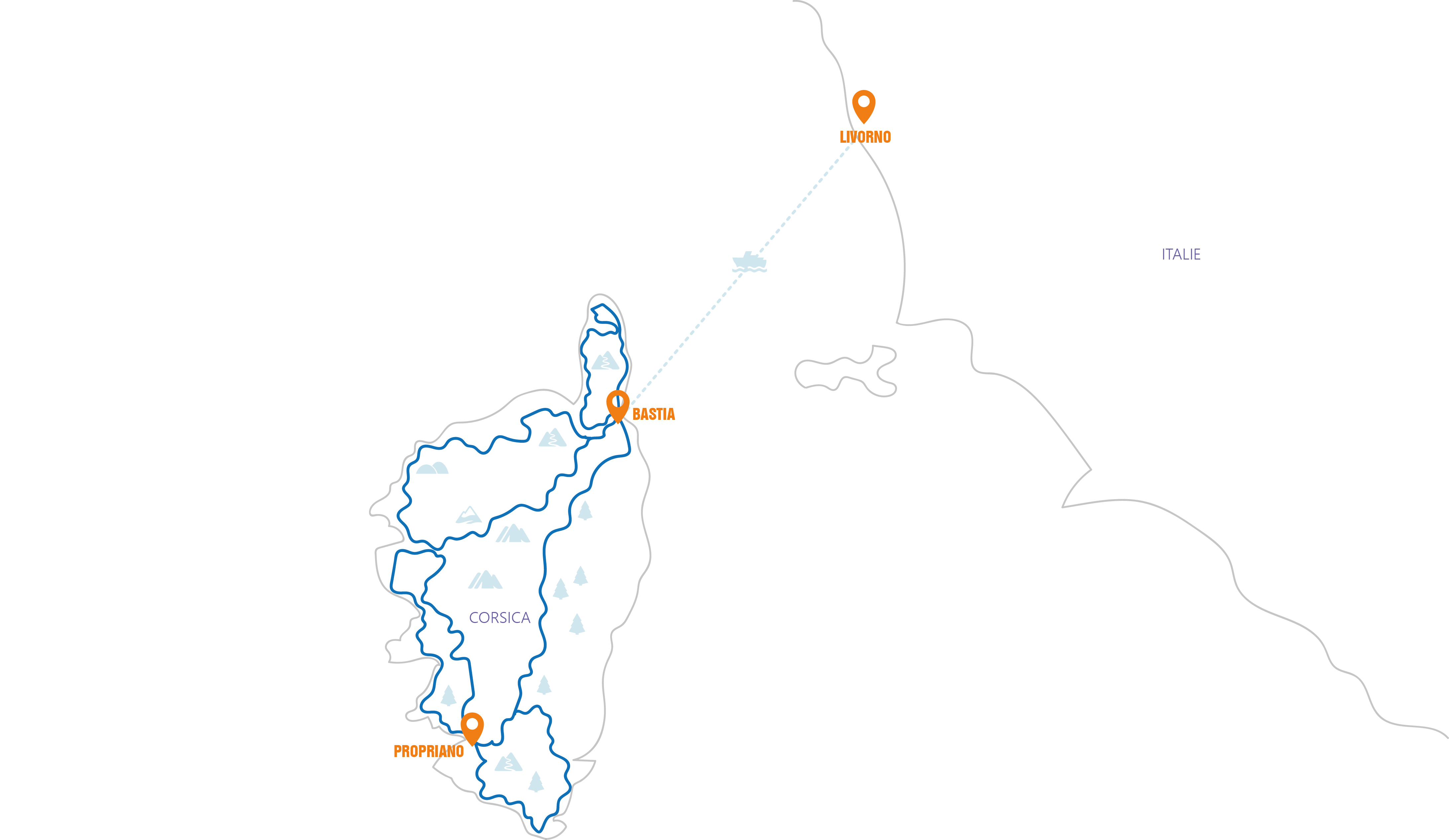 Frankrijk - Groepsreis Corsica Routekaart 
