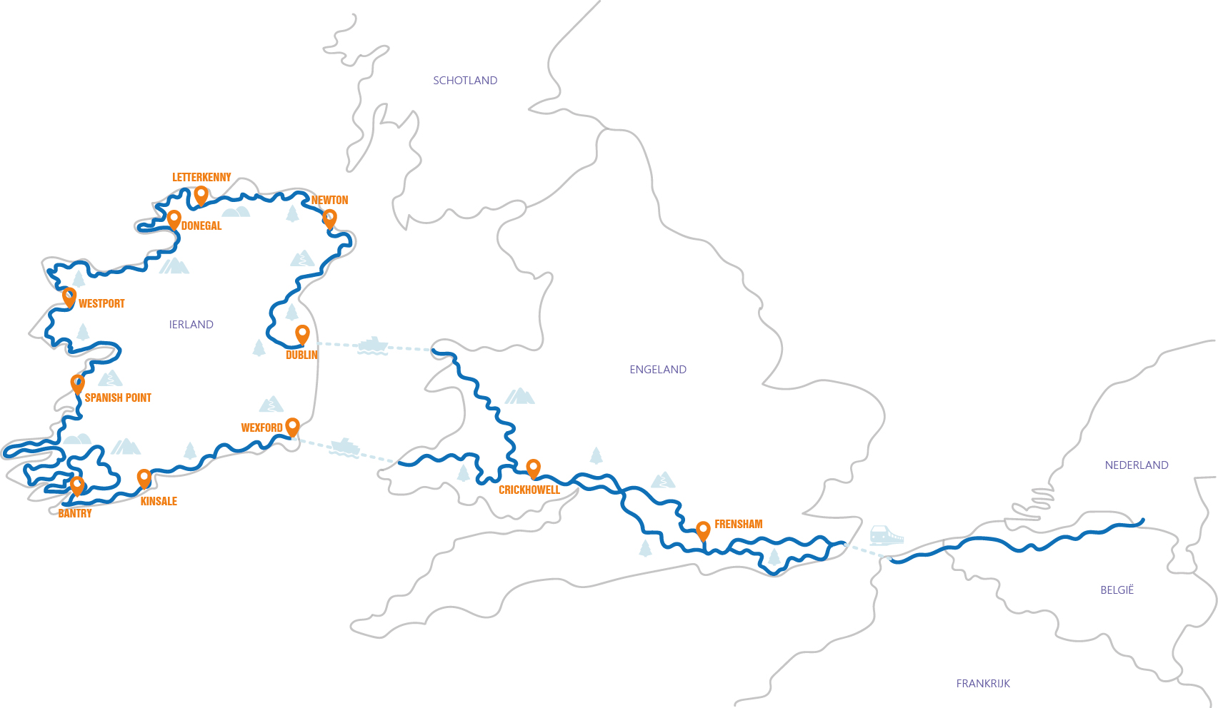 Ierland - Ierland en Noord-Ierland (16 dagen) Routekaart 