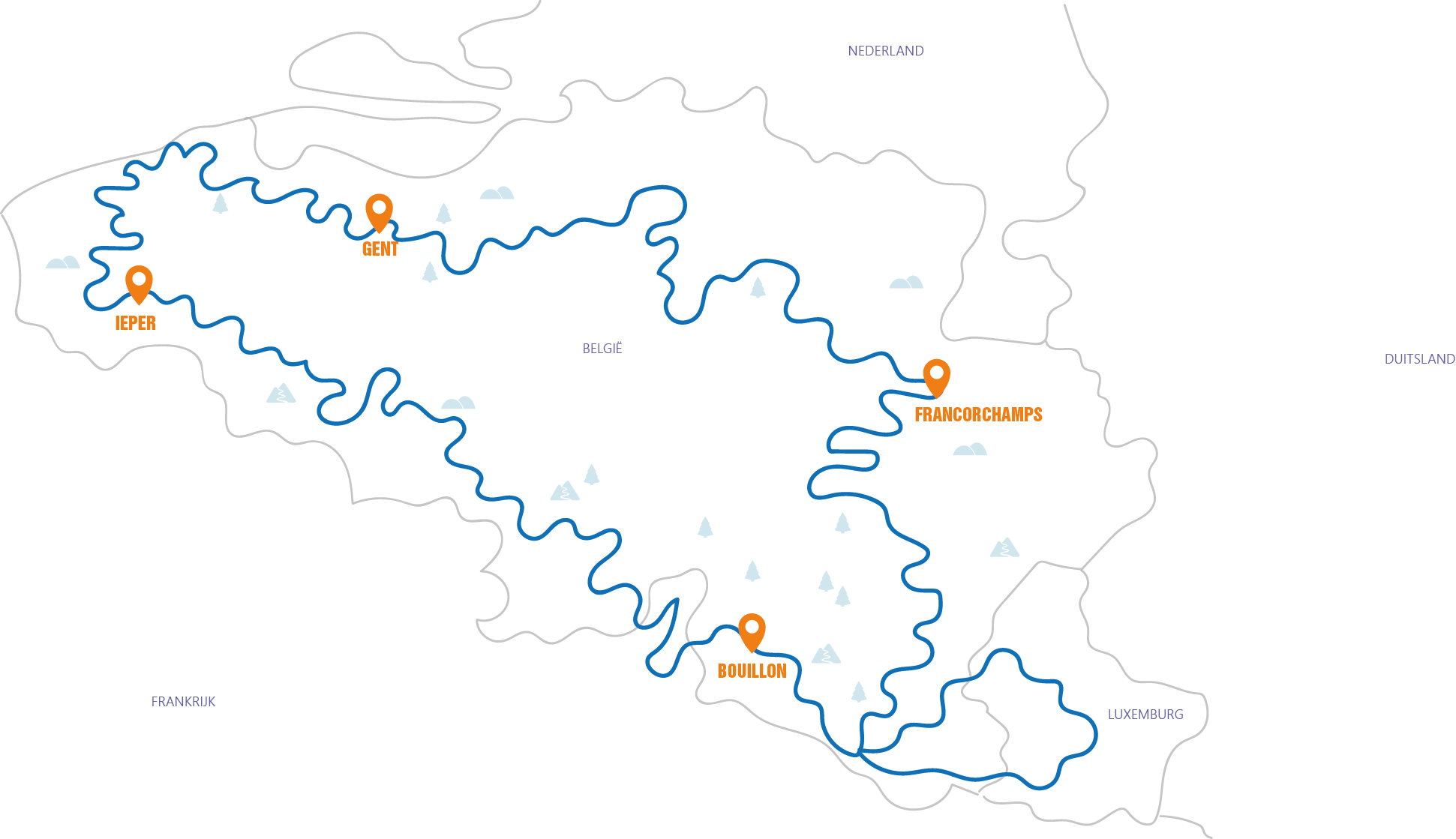 België - Rondje België  Routekaart 